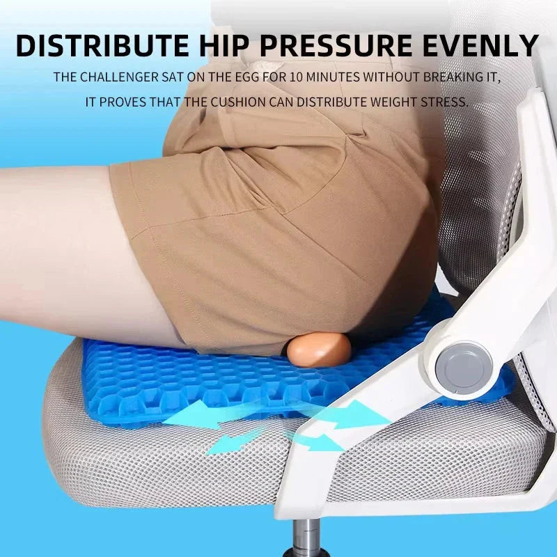 Cojín de asiento de gel transpirable – Diseño de panal para evitar el dolor de despalda
