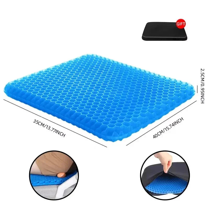 Cojín de asiento de gel transpirable – Diseño de panal para evitar el dolor de despalda